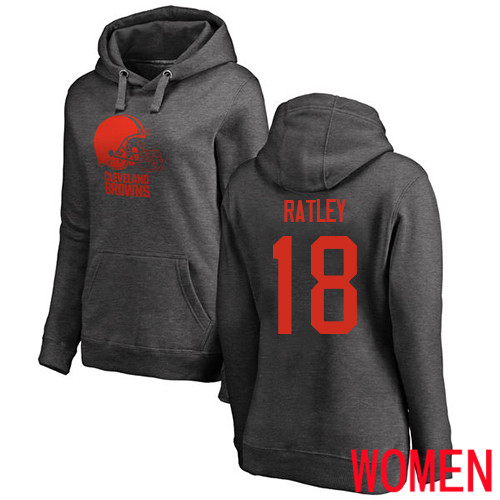 Cleveland Browns Damion Ratley Women Ash Jersey #18 NFL Football One Color Pullover Hoodie Sweatshirt